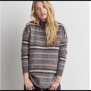 AE Mock Neck Striped Sweater - Turtleneck